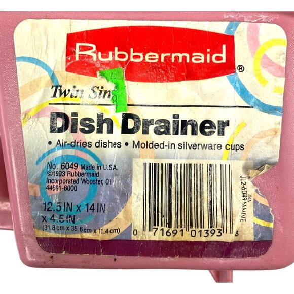 Vintage 1993 Rubbermaid Plastic Dish Drying Rack Dusty Rose Pink 14 x 12.5 - Picture 2 of 7